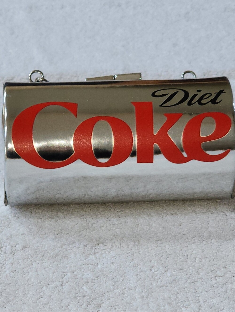 Diet Coke Women's Cylinder Crossbody - Silver with Red Script New
